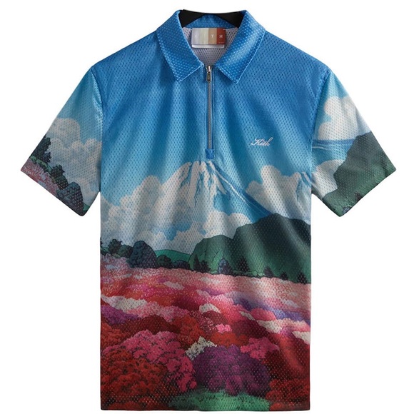 Kith Printed Devoe Quarter Zip – SS22 Mount Fuji Scenic Print – Size L New
